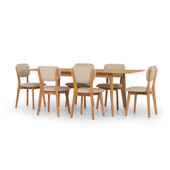 Nordic 7 Piece Dining Set - W160/210