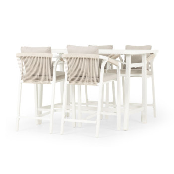 Pacific 5 Piece Outdoor Bar Set, White