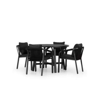 Pacific 5 Piece Outdoor Dining Set, Black