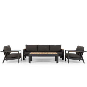 Palau 4 Piece Outdoor Lounge Set with Coffee Table, Gunmetal