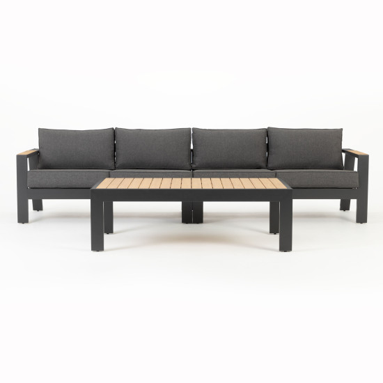 Palamea 3 Piece Outdoor Lounge Set with Coffee Table - W143, Gunmetal