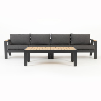 Palamea 3 Piece Outdoor Lounge Set with Coffee Table - W143, Gunmetal