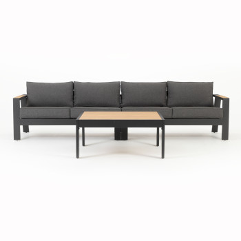 Palamea 3 Piece Outdoor Lounge Set with Coffee Table - W100, Gunmetal