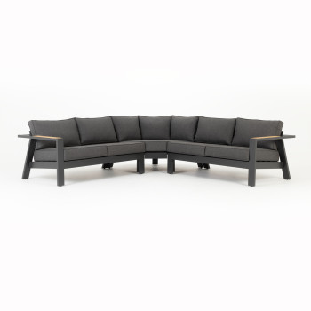 Palamea 3 Piece Outdoor Corner Lounge Set, Gunmetal