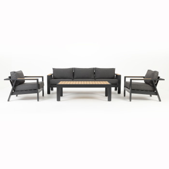Palamea 4 Piece Outdoor Lounge Set with Coffee Table, Gunmetal