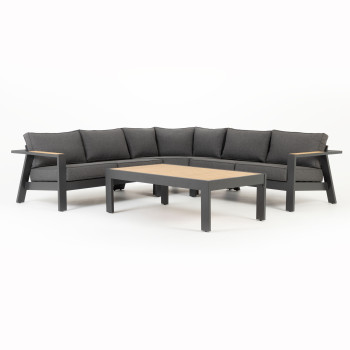 Palamea 4 Piece Outdoor Corner Lounge Set With Coffee Table, Gunmetal