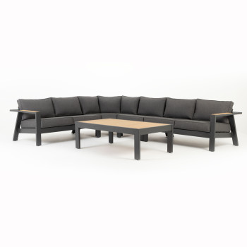 Palamea 5 Piece Outdoor Corner Lounge Set With Coffee Table, Gunmetal