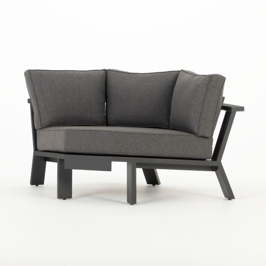 Palamea 5 Piece Outdoor Corner Lounge Set With Square Coffee Table, Gunmetal