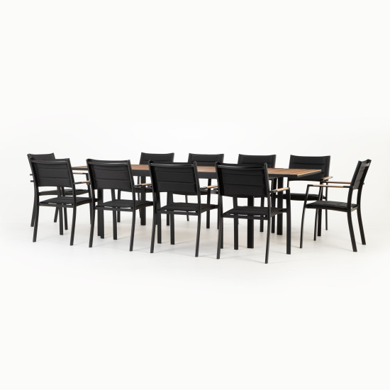 Parilla & Tenerife 11 Piece Outdoor Extension Dining Set - W181/268, Black