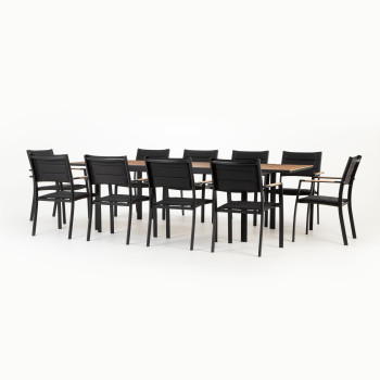 Parilla & Tenerife 11 Piece Outdoor Extension Dining Set - W181/268, Black
