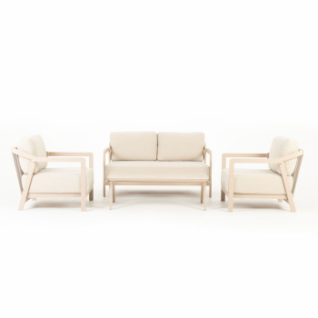 Rhodes 4 Piece Outdoor Lounge Set With Coffee Table - 2 Seater, Taupe