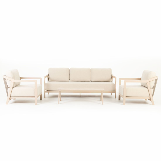 Rhodes 4 Piece Outdoor Lounge Set With Coffee Table - 3 Seater, Taupe