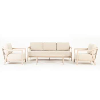 Rhodes 4 Piece Outdoor Lounge Set With Coffee Table - 3 Seater, Taupe