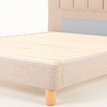 Riley King Bed Frame With Wings, Beige