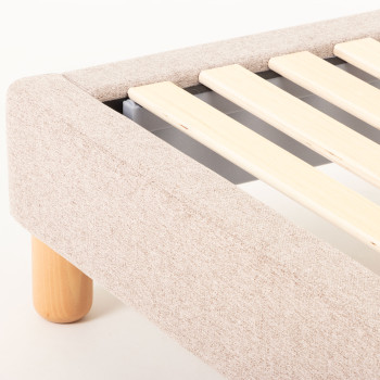 Riley King Bed Frame With Wings, Beige