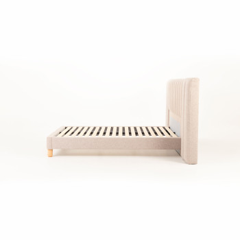 Riley King Bed Frame With Wings, Beige