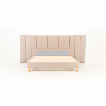 Riley King Bed Frame With Wings, Beige