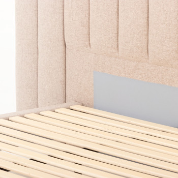 Riley King Bed Frame With Wings, Beige