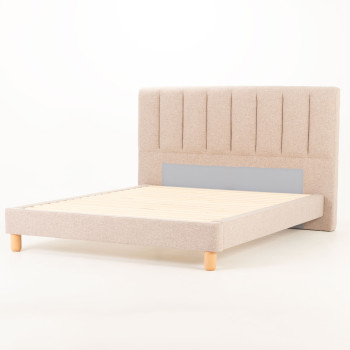 Riley King Bed Frame With Wings, Beige