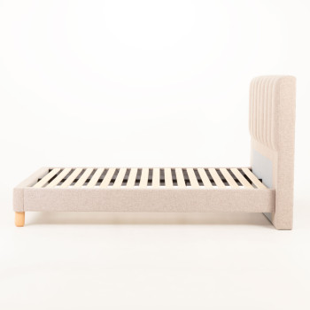 Riley King Bed Frame With Wings, Beige