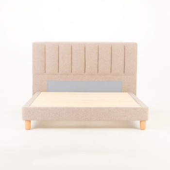 Riley King Bed Frame With Wings, Beige