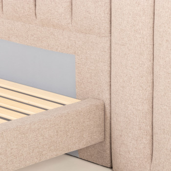 Riley King Single Bed Frame With Wings, Beige