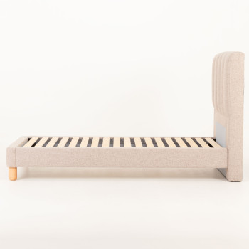 Riley King Single Bed Frame With Wings, Beige