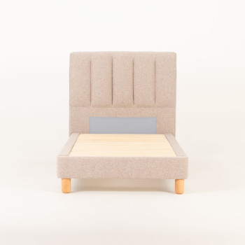 Riley King Single Bed Frame With Wings, Beige