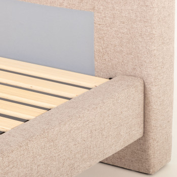 Riley King Single Bed Frame With Wings, Beige