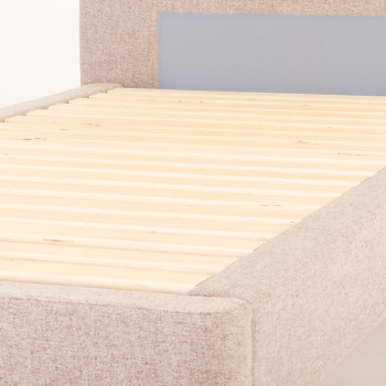 Riley King Single Bed Frame With Wings, Beige