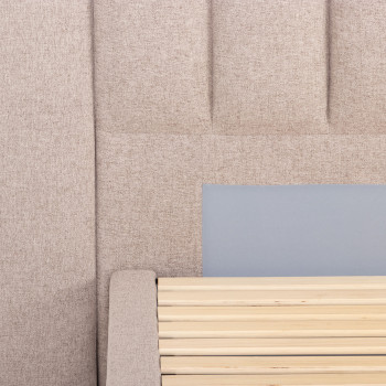 Riley King Single Bed Frame With Wings, Beige