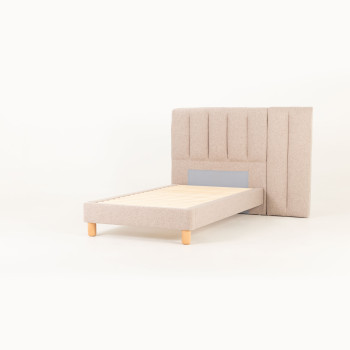 Riley King Single Bed Frame With Wings, Beige