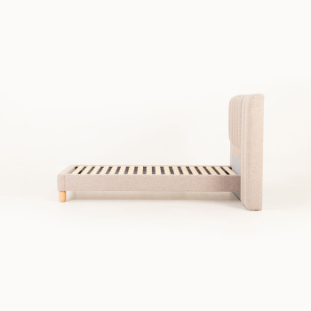 Riley King Single Bed Frame With Wings, Beige
