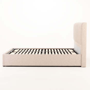 Riley Lift Up King Bed Frame With Wings, Beige
