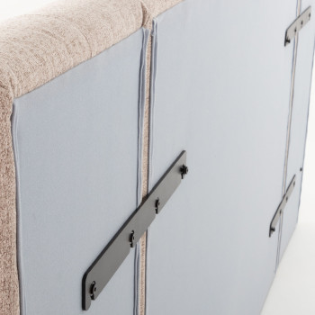 Riley Lift Up King Bed Frame With Wings, Beige