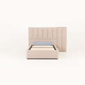 Riley Lift Up King Single Bed Frame With Wings, Beige