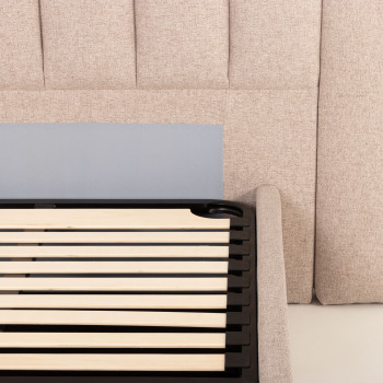 Riley Lift Up King Single Bed Frame With Wings, Beige