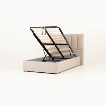 Riley Lift Up King Single Bed Frame With Wings, Beige