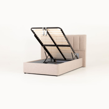 Riley Lift Up King Single Bed Frame With Wings, Beige