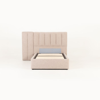 Riley Lift Up King Single Bed Frame With Wings, Beige