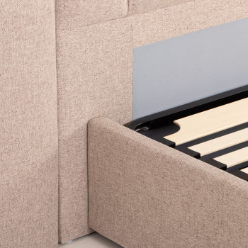 Riley Lift Up King Single Bed Frame With Wings, Beige