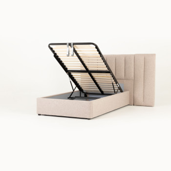 Riley Lift Up King Single Bed Frame With Wings, Beige