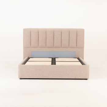 Riley Lift Up Queen Bed Frame With Wings, Beige