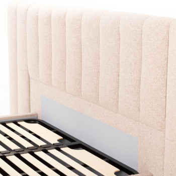 Riley Lift Up Queen Bed Frame With Wings, Beige