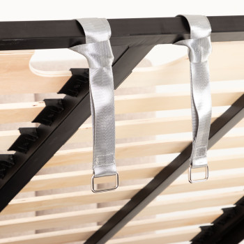 Riley Lift Up Queen Bed Frame With Wings, Beige