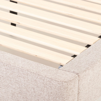 Riley Queen Bed Frame With Wings, Beige