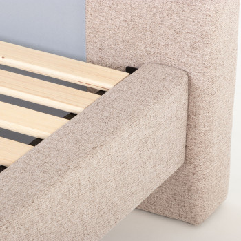 Riley Queen Bed Frame With Wings, Beige
