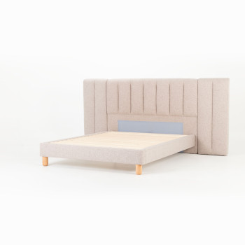 Riley Queen Bed Frame With Wings, Beige