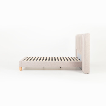 Riley Queen Bed Frame With Wings, Beige