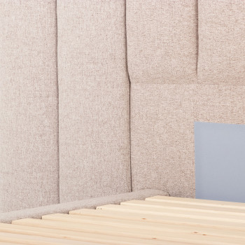 Riley Queen Bed Frame With Wings, Beige